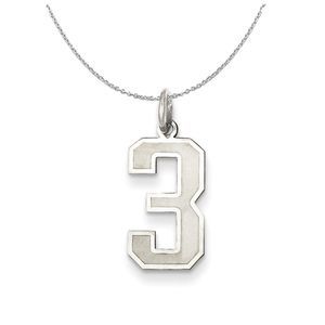 Sterling Silver, Jersey Collection, Medium Number 3 Necklace - 16 inch